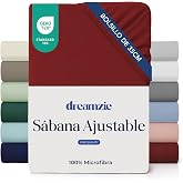 Dreamzie - Fitted sheet 150 x 190/200 cm adjustable - Ultra soft microfibre | Bordeaux &middot; For mattresses up to 35 cm &middot; OEKO-TE