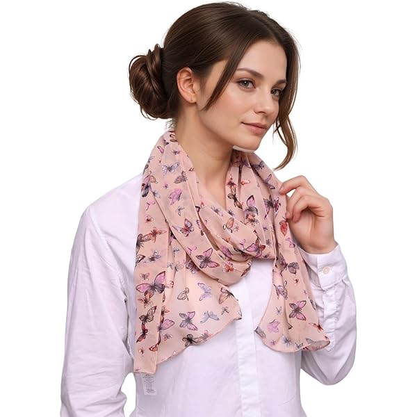 STAR FASHION Girls Scarves & Wraps Silver Foil Small Wood Print Soft Touch Scarf For Womens Trendy Italian-Made Scarf Stole Neckerchief For Autumn Summer And Winter Black - View #8