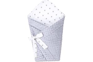 Totsy Baby Couverture bébé écureuil 80x80 cm - Couverture bébé Lange Couverture nid d'ange Couverture enveloppe Coton avec Blanc – Minky Gris