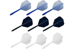 Vikrami lighting 9pcs Dart Flights and Shafts,Personalised one Piece Integrated Accessory Plastic Break Resistance 2-in-1 Combined Dart Flights and Stems Darts Flight and Shaft 2BA，3Black 3Blue 3White