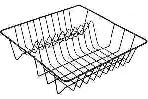Axentia Diskställ av Tråd Med Plastbeläggning - Svart Diskkorg 35 x 9,5 x 34 cm - Droppställ för Tallrikar och Bestick - Kökshjälpmedel