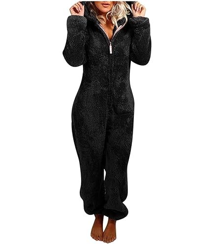 Minetom Weihnachts Pyjama Damen - Kuscheliger Onesie Mit Kapuze