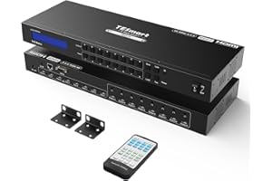 TESmart 8x8 Commutateur Matriciel HDMI,4K@60Hz 8 in 8 out HDMI Matrix Switcher Support Télécommande IR,RS232/ TCP IP Control,Fonction Mémoire Hors Tension avec 2 Oreilles pour Montage en Rack,HDCP 2.2