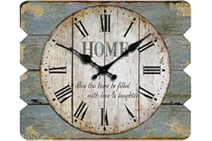 Glorlliant Reloj de Pared de Madera Rectangular Silencioso Sin Tictac para El Hogar Cocina Sala de Estar Dormitorio Decoración de Oficina CQ245-2