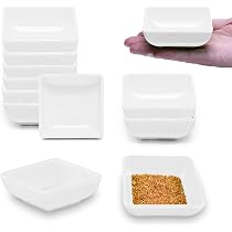 Sourcing Map - Lot De 12 Bols à Sauce Carrés Orange 7,3x7,3x2,7 Cm - Résine - Pour Condiments, Apéritifs, Desserts