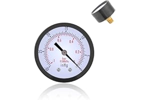 PLYISTY Vacuometro, 1/4 Pollici BSPT Vacuum 0 ~ -30inHg 0 ~ -1bar Mini Quadrante Vacuum con Diametro 50, Manometro del Vuoto