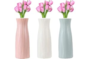 ‎AMZMUKAUP Kunststoff Vasen, 3 Stück Elegantes Design Vase Desktop Moderne Dekorative Ornament Kunststoff Vase Für Innen Schlafzimmer Wohnzimmer Balkon Tischdeko Hochzeit Küche Office(3 Farben)