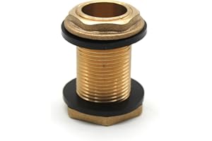 DOJA Barcelona | Pasamuros Deposito Agua | Conector Manguera 1 ’’ | en Laton | con 2 Junta Goma | Accesorios Grifo para Garrafas de Agua, Grifo Bañera, Bidon Agua, Llave de Paso Agua, Jardin...