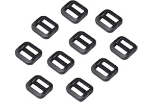 BAIWOAK Cursore a tri scorrevoli, in plastica resistente, con fibbia regolabile, per zaino, cintura, Nero