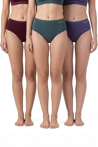 Van Heusen Women’s 100% Cotton Hipster Panty – Pack of 3 | Everyday Panty | Anti‑Bacterial Tech | Keeps you dry and Fresh | Sweat Absorbent | Inner Elastic | No‑Marks Waistband | Solid Colors