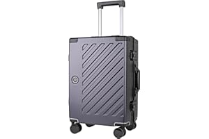 JLY 100% Polycarbonate Zipperless Small Suitcase, Hardshell Carry On Luggage with Double TSA Locks and 4 Wheels, Aluminium Alloy Handle, Flight Case for Travel in Dark Grey