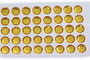 ALLSTARCO 14mm SS60 Gold Amber Self Adhesive Acrylic Rhinestones Plastic Face Gems Stick On Body Jewels for DIY Cards and Invitations Crafts Bling Sticker - 5 Sheets - 250PCS