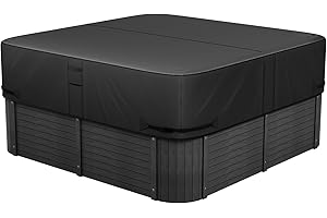 VEVOR Outdoor Hot Tub Cover, 95x95x20in/2413x2413x508mm Weatherproof & Waterproof Hot Tub Cover Protector, 600D Heavy Duty Oxford Fabric and 950N Tearing Strength, Square Spa Covers for Hottub, Black