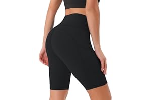 JOYSPELS Womens High Waisted Sports Shorts - Running Shorts with Sides Pockets, Non See Through Yoga Cycling Shorts for Women