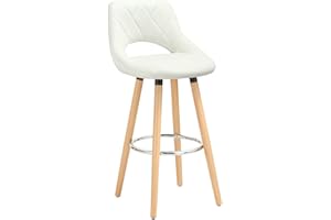 ‎WOLTU WOLTU BH111ws-1 1 x Barhocker 1 Stück Barstuhl aus Kunstleder Holzgestell mit Lehne + Fußstütze Design Stuhl Küchenstuhl Optimal Komfort Weiß