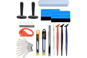 RIVLOP Autofolien Tönungsfolie Lackschutzfolie Set Vinyl Wraps Tool Micro Rakel Filzrakel Folienschneider Magnethalter Arbeitshandschuhe 9mm Cuttermesser mit Abbrechklingen