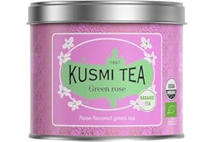 ‎KUSMI TEA Kusmi Tea - Grüntee Rose - Grüner Tee mit natürlichem Rosenaroma - Bio-Mischung aus grünem Tee und Rose - Loser Tee - 100 g Metalldose - Menge für etwa 50 Tassen