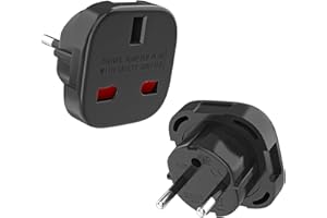 VIEVRE 2 Stück Adapter UK auf DE, Travel Adapter England Deutschland Stecker, Reisestecker Typ G Steckdose, Steckdosenadapter England für EU zu England/Schottland/Irland/Dubai/Maldives, Schwarz