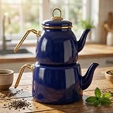 Deconox İ&ccedil;ten Kaplamalı Emaye &Ccedil;aydanlık Takımı - Gold Detaylı Nostaljik Alt &Uuml;st &Ccedil;ay Seti (1.2 Litre + 2 Litre) - 3 Renk Se&ccedil;en