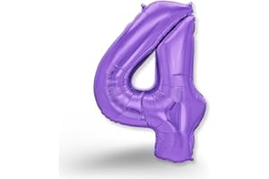 FUNXGO Globo de aluminio lila número 4, 100 cm, vuela con helio, decoración para cumpleaños, fiestas, bodas