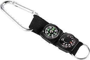 Jicyor Boussole avec Mousqueton et thermomètre, Mini Boussole Mousqueton, Boussole d'extérieur pour Enfants, pour Le Camping, la randonnée, Les Voyages, Boussole 4 en 1