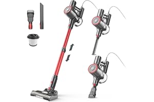 ‎YISORA Staubsauger, 6-in-1 Stielstaubsauger & Handstaubsauger mit 6M Kabel, 23Kpa stark Saugkraft, 600W Motor, freistehender Staubsauger Beutellos Vacuum Cleaner für Harte Böden Teppich, klein leicht leiser