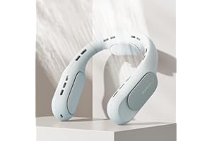 JISULIFE Wentylator na szyję, Ultimate Przenośny wentylator bez łopatek i głośnomówiący akumulator, osobisty wentylator USB z osłoną na szyję, ulepszony przepływ powietrza do 360°, 3+1 biegów-szary