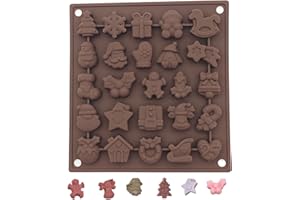 PTAIZJJZ Moule à Chocolat de Noël en Silicone - 25 Cavités Antiadhésives pour Bonbons et Gâteaux - Formes Thématiques pour Bricolage