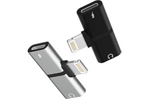 KEFIANY Jack Doppio Lightning Cuffie Accessori Aux Adattatore (2Pack) Caricatore Cavo Adapter audio auricolari Cavetto Headphone Sdoppiatore Autoradio Ricarica Cuffia Dongle per Apple iPad XR iPhone 14 ip-ZT