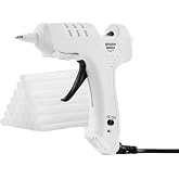 Amazon Basics Heißklebepistolen-Set mit 30 Klebestiften, 20 W, EU-Stecker, Weiß