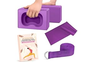 TUILFUL Yoga Blocks 2-Pack Kit with Strap & Free Ebook Guide – Non-Slip Yoga Accessories Set for Home, Gym & Pilates | Stretching, Splits & Exercise EVA Foam Bricks Gifts for Women