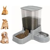 Automatic Cat Food Dispenser 2 in 1 Detachable Gravity Feed Water Dispenser for Cats and Small Dogs (Grey)