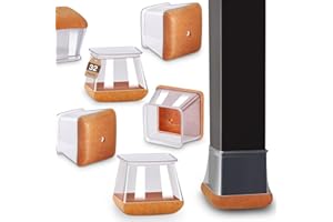 MUYOS 32 Pcs Chair Leg Floors Protectors Furniture Pads Floor Protectors for Hardwood Floors Large Chair Sliders Silicone Covers with Stronger Felt Pads Square Large (Fit:27-40mm)