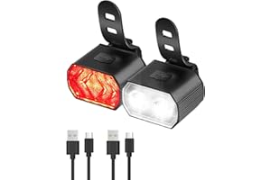RUMICET Lumiere Velo, Lumière Velo Avant et Arrière, Ultra Lumineux Lampe Velo, 2000mAh Batterie USB Rechargeable Lumière Vélo, IPx5 Etanche Lampe VTT LED Puissante, Feu Velo Route, éclairage vélo