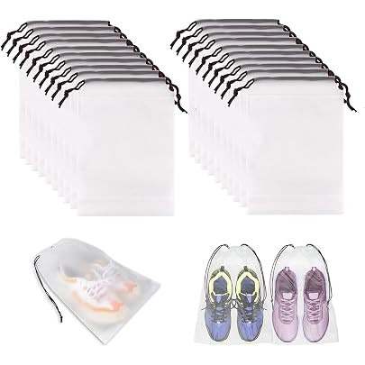 40 Sacchetti Trasparenti Per Scarpe Da Viaggio, In PE Con Cordino, 30x40 Cm, Impermeabili E Antipolvere