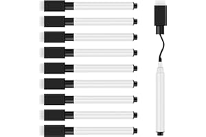 JEFURE Whiteboard Marker 10 Stück, Whiteboard Stifte Magnetisch, Schwarz Folienstift Abwischbar mit radierer, Abwischbare Stifte mit feiner Spitze für Zuhause, Schule, Büro