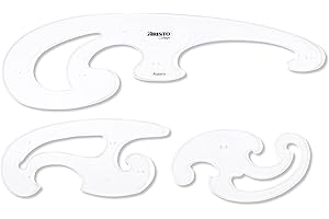 Aristo Burmester AR5040 - Righelli curvi, confezione da 3, varie dimensioni e disegni, colore: Trasparente