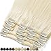 Price comparison product image 100% Real Remy Human Hair Clip in Hair Extensions - Platinum Blonde 60# Full Head 8 Pieces 8-24inch Grade 7A Short Straight Natural 18 Clips, 8"-65gram