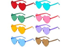 ojussa Heart Shaped Sunglasses 8Pcs Fashion Rimless Heart Shaped Glasses Ladies Sunglasses Love Heart Multipack Sunglasses Eyewear for Women Men Adults