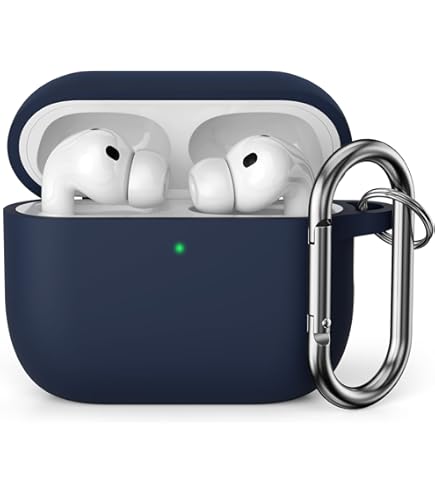KOKOKA Siliconen beschermhoes compatibel met AirPods Pro 3 2025, zichtbare led aan de voorkant, schokbestendig, zachte siliconen beschermhoes met karabijnhaak, oranje KOKOKA Siliconen beschermhoes compatibel met AirPods Pro 3 2025, zichtbare led aan de voorkant, schokbestendig, zachte siliconen beschermhoes met karabijnhaak, oranje