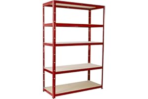 G-Rack Scaffali in Metallo da Garage: 180 x 90 x 60cm | Scaffali per Carichi Pesanti - 1 Scaffale Rosso 5 Ripiani (265KG/Ripiano), 1325KG Totale | Per Officina, Magazzino, Ufficio | Garanzia 5 anni…