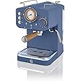 Swan SK22110BLUN Nordic Espresso Coffee Machine with Milk Frother, Steam Pressure Control, 1.2L Detachable Water Tank, 1100W, Nordic Blue