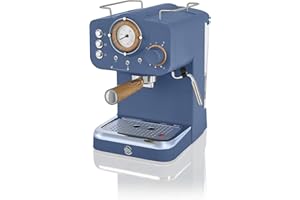 Swan SK22110BLUN Nordic Espresso Coffee Machine with Milk Frother, Steam Pressure Control, 1.2L Detachable Water Tank, 1100W, Nordic Blue