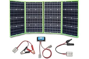 XINPUGUANG 200w Foldable Solar Panel 4 x 50w 12v portable solar panel Monocrystalline Solar Charger with 10A Controller for Camper Tent Motorhome Car Boat Battery Charging (200W-Folding-2)