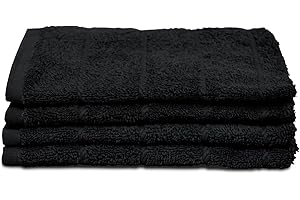 Sedalinne - Pack de 4 Paños de Cocina 45x45 cm, 100% Algodón 450 g/m² con Colgador - Negro