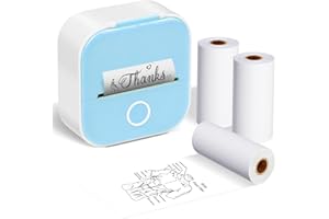 ‎ASPRINK ASprink T02 Mini Drucker mit 3 Papierrollen, Pocket Printer, Etikettendrucker, Aufkleberdrucker, Thermodrucker, Bluetooth, Inkeless für Notizen, Memos, Zeitschriften, DIY
