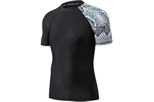 HUGE SPORTS Men's Splice UV Sun Protection UPF 50+ Skins Rash Guard Short Sleeves