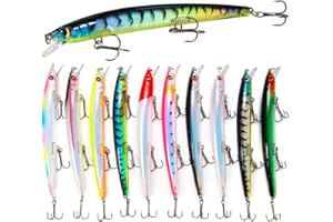 LIAKAI FNAPE Lot de 10 leurres de pêche, 13 cm, 15 g, leurres de Surface, Poissons prédateurs, leurres rotatifs, Eau Douce, Eau salée, Perche, Truite, brochet, Sandre