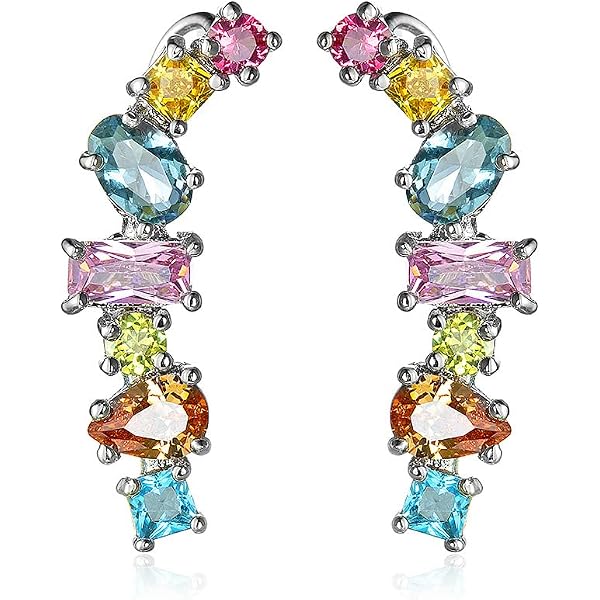 Qings Orecchini Cuore a Cuore Grondanti di Colore Orecchini a Forma di Cerchio in Argento Sterling 925 Stile Semplice Regalo di Compleanno di Compleanno Della Moglie