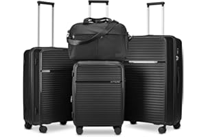 Joyway Juego de 4 Maletas, Equipaje Set de Cabina Viaje, Ultraligero ABS Rígidas Giratorias de 360°, Trolley Maleta Expandibles con Cerradura TSA Incluidas 1 Bolsa Impermeable